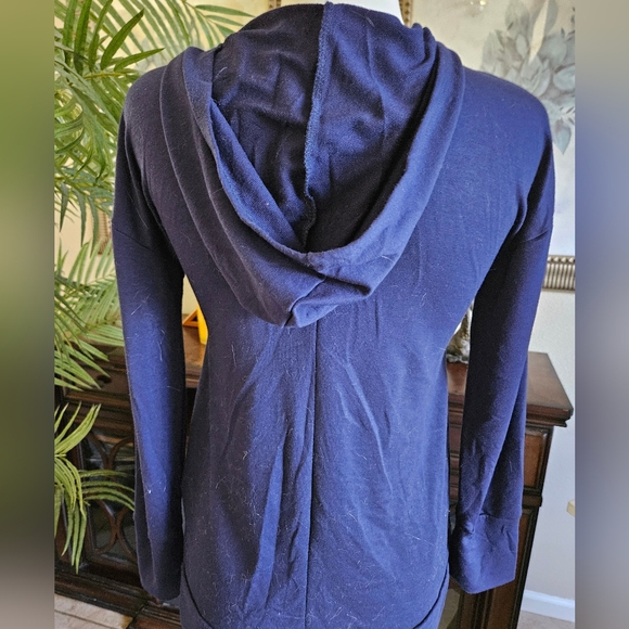 Hoodie Shirt Longsleeve Blue  Pull string with Silver accent eyelets - Picture 5 of 7